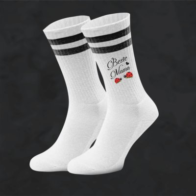 Beste Mama Socken - Mütter Design - Bio-Baumwolle - Socken individuell mit Marienkäfer bedruckt - Strümpfe für Geburtstag oder Muttertag