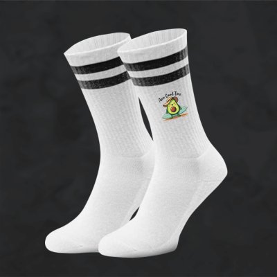 Coole Socke zum Abschied - Avocado Cartoon Tennis Socken - Bio-Baumwolle - urlaubsreife Socken - Strümpfe für Geburtstag / Auswanderung