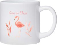 Kunststoff Tasse "Nele" mit Motivdruck Rosa Flamingo personalisiert