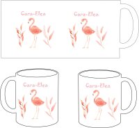 Kunststoff Tasse "Nele" mit Motivdruck Rosa Flamingo personalisiert