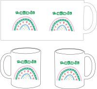 Kunststoff Tasse "Nele" mit Motivdruck Regenbogen in grün personalisiert