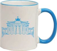 Keramik Tasse "Franzi" mit farbigen Henkel und Motivdruck Berlin