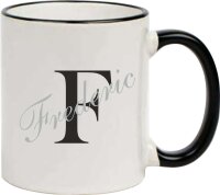 Keramik Tasse "Fynn" mit schwarzen Henkel und...