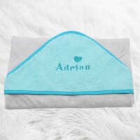 Kapuzenhandtuch f&uuml;r Babys/unisex, t&uuml;rkis-grau,...