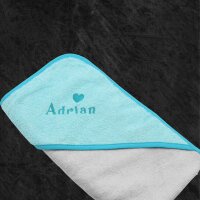 Kapuzenhandtuch f&uuml;r Babys/unisex, t&uuml;rkis-grau,...