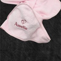 Kapuzenhandtuch für Babys/Mädchen, rosa, Größe ca. 80 x 80 cm, Motiv Füße, Frottee in Baumwolle, bestickt personalisierbar mit Namen