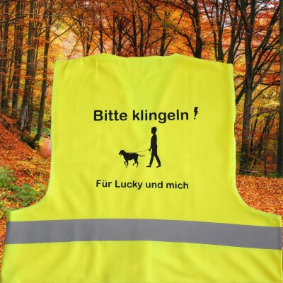 Warnschutzweste XL Erna "Fußgänger mit Hund"