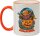 Keramik Tasse "Mona" mit  farbigen Henkel und Motivdruck Halloween Teddy