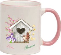 Keramik Tasse "Hannah" mit farbigen Henkel Motivdruck Sweet home