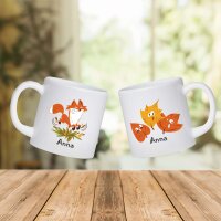 Kunststoff Tasse "Nele" mit Motiv Fuchs und Herbst personalisiert
