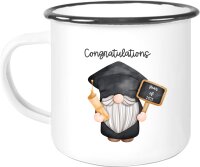 Emaille Becher "Eddy" mit Motivdruck Bachelor Zwerg personalisiert