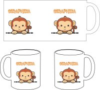 Kunststoff Tasse "Nele" mit Motivdruck Affe personalisiert