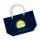 Blaue Tasche mit Motiv Sonne und Palmen