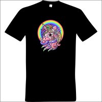 T-Shirt "Dieter" mit Motiv Einhorn vor Regenbogen