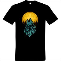 T-Shirt "Dieter" mit Motiv Wolf vor Mond