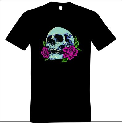 T-Shirt "Dieter" mit Motiv Skull with Rose