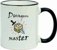 Keramiktasse "Fynn" mit schwarzen Henkel und Motiv Dungeon Master