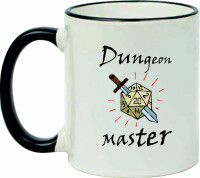 Keramiktasse "Fynn" mit schwarzen Henkel und Motiv Dungeon Master